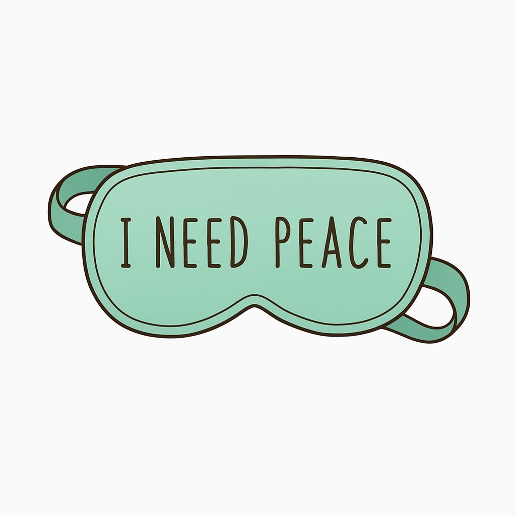 Mint Green I Need Peace Sleeping Mask Illustration Sticker