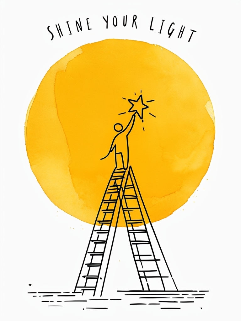 Shine Your Light Minimalist Illustration with Human Figure Poster