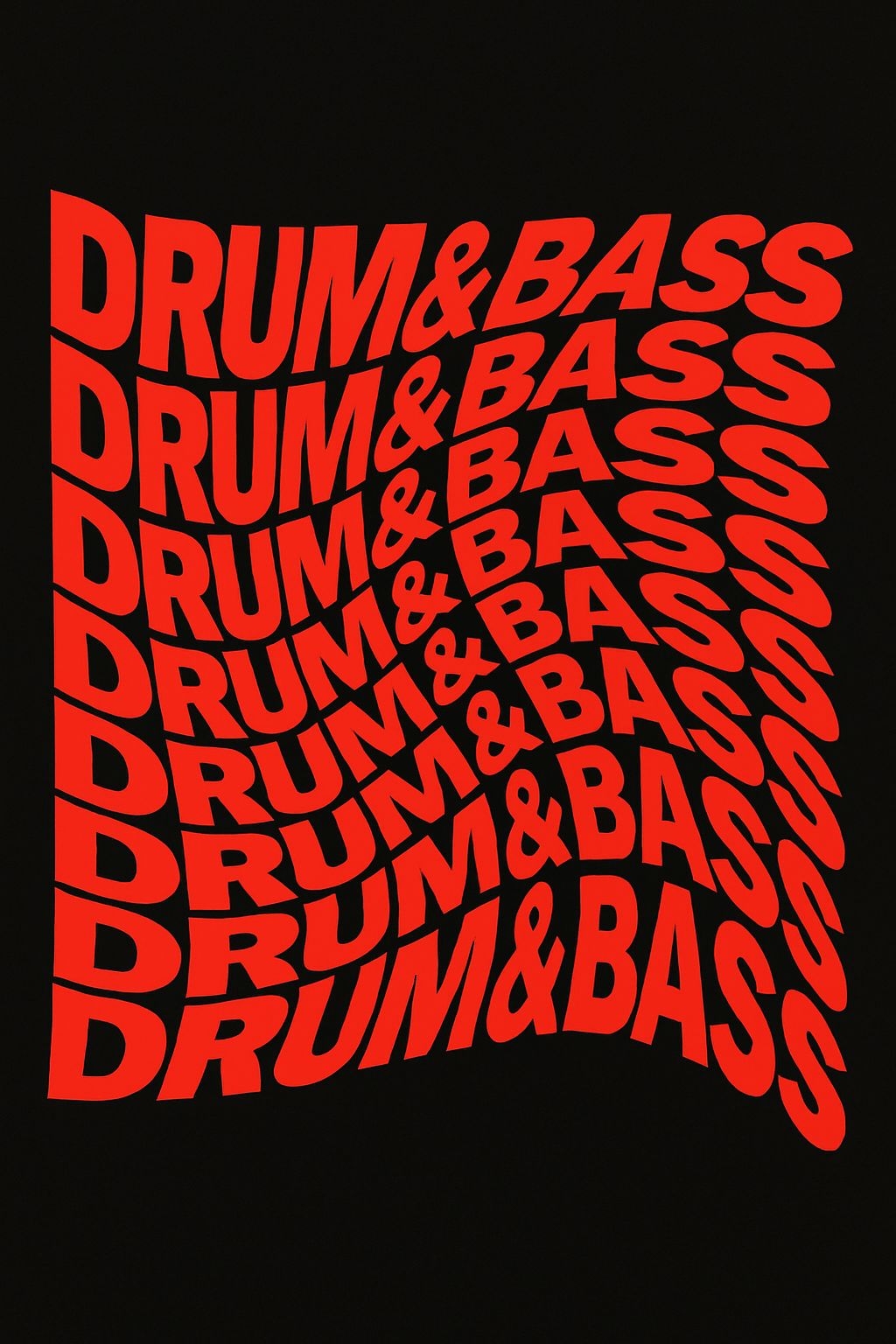 Vibrant Red Drum & Bass Typography Design T-Shirt