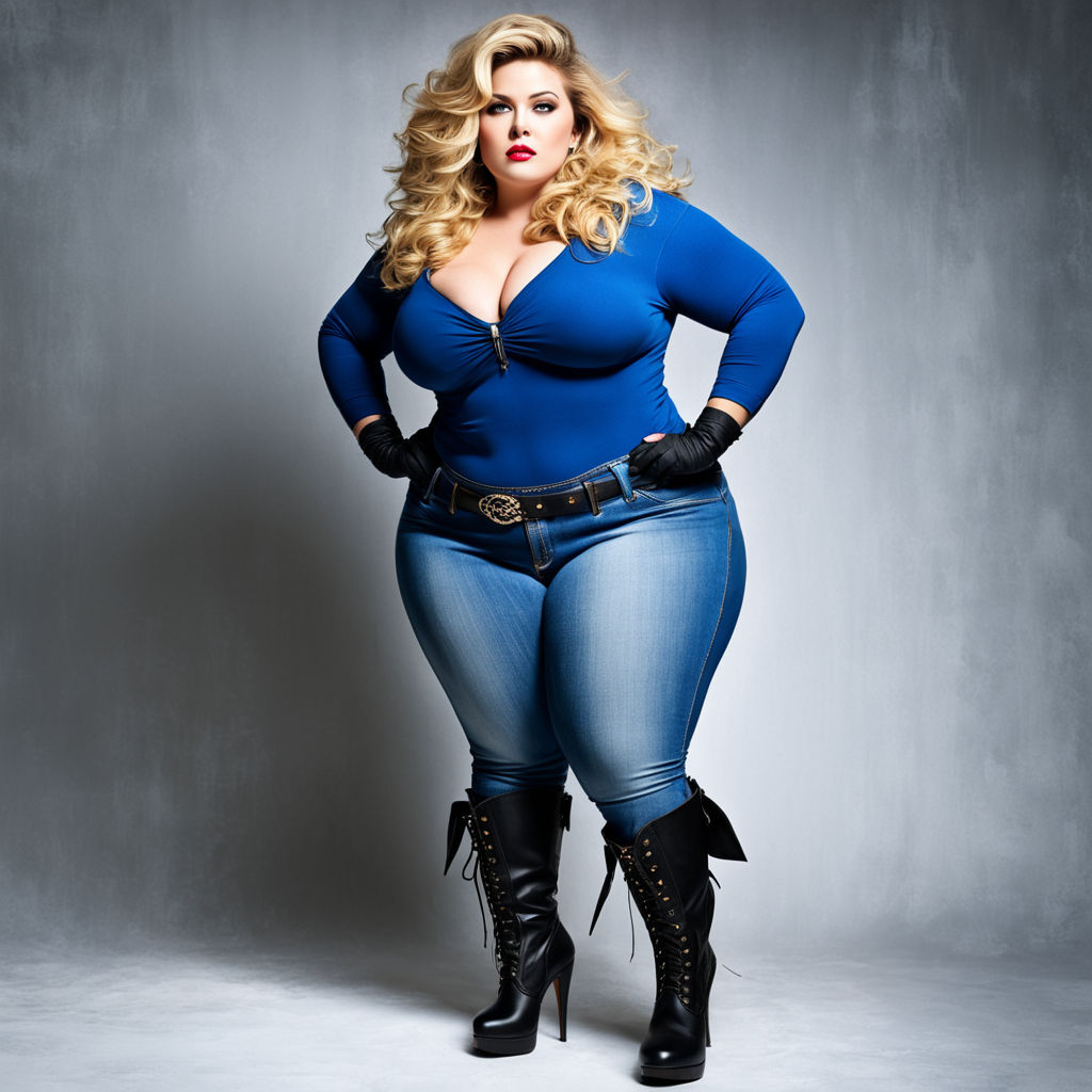 Fat woman wearing jeans