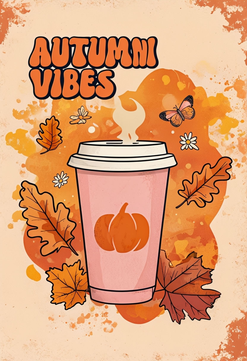 Cozy Autumn Vibes Coffee Cup Illustration Art