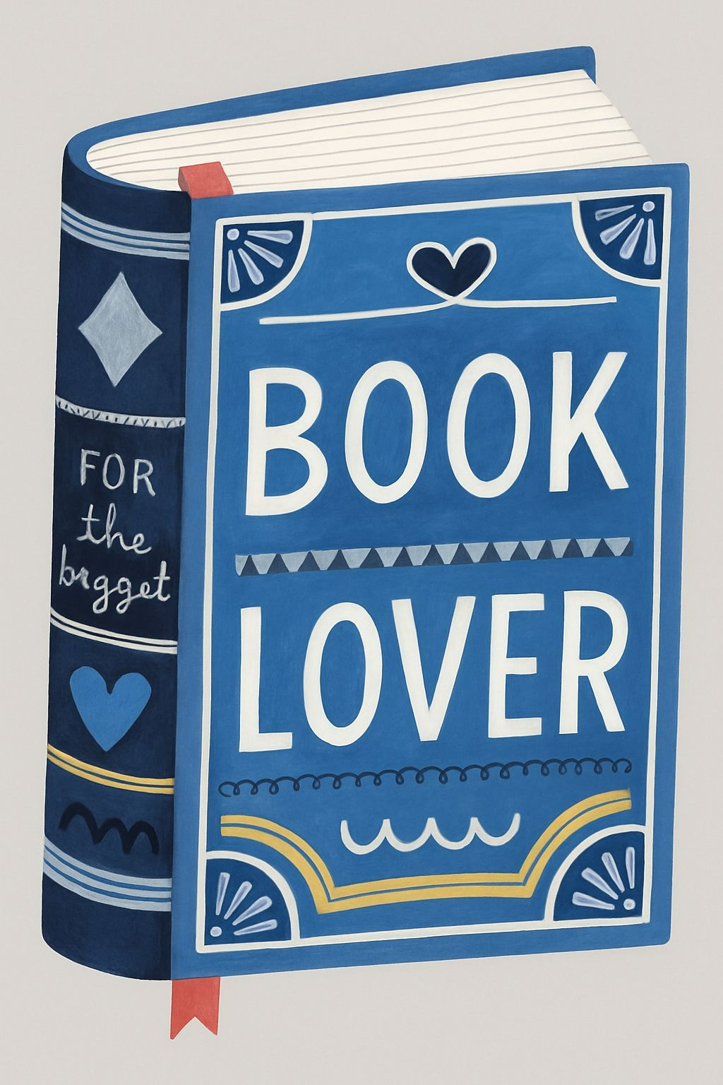 Navy Blue Book Lover Illustration for Bookworms Greeting Card