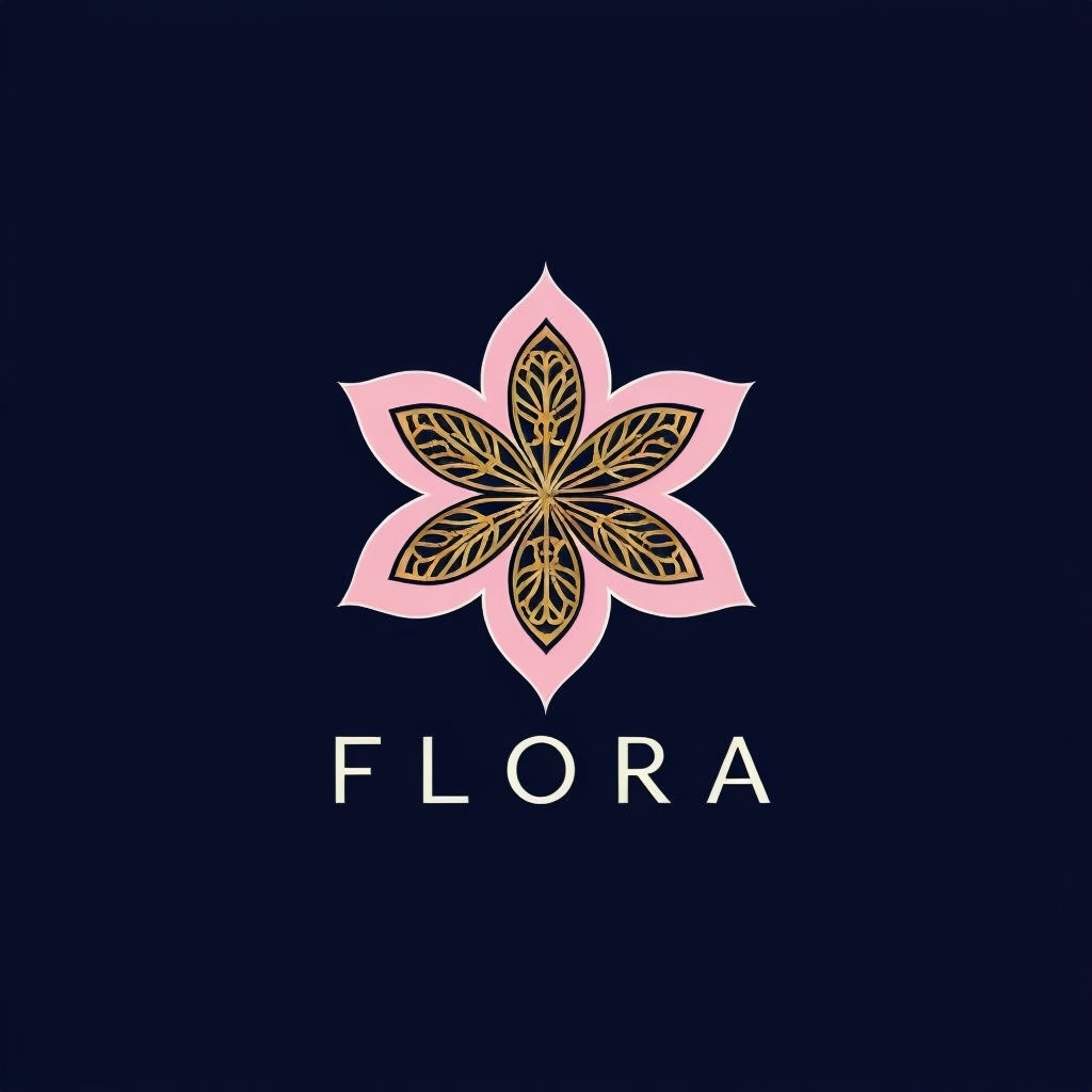 Elegant Minimalist Flower Logo Design with Cream Text