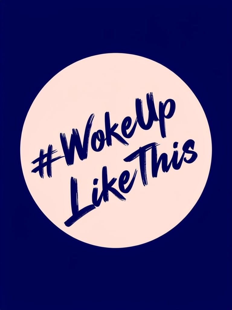 Peach Circle '#WokeUp LikeThis' Casual T-Shirt Design