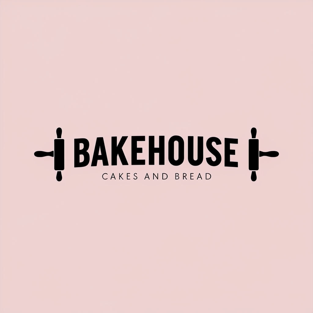 Minimalist Bakehouse Logo with Rolling Pins Design