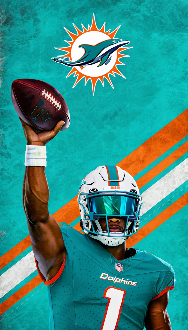 Miami Dolphins Football Player Illustration T-shirt