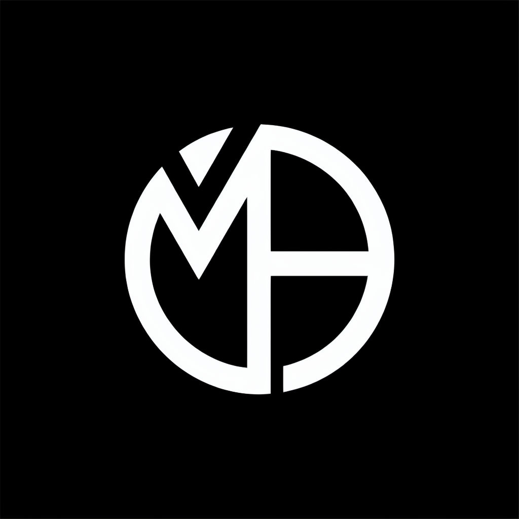 Bold Black and White MA Monogram Logo Design