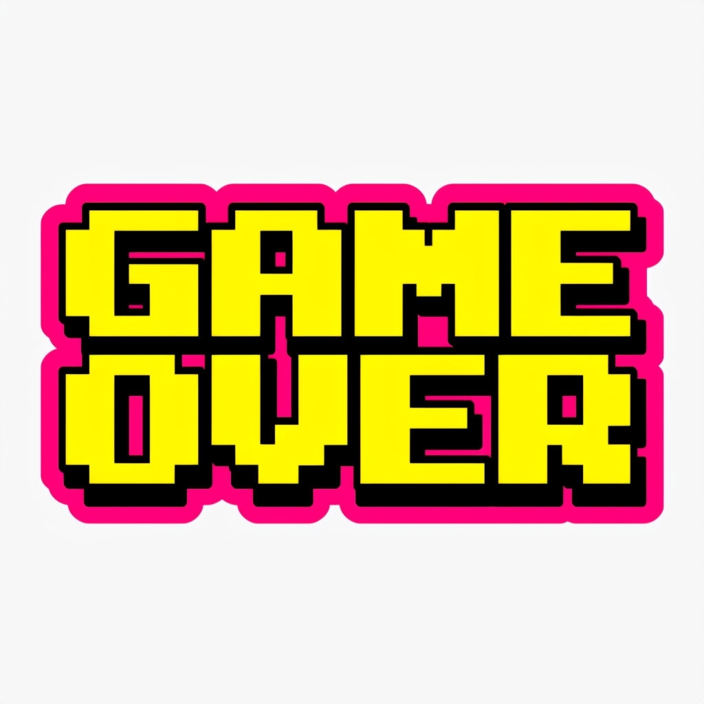 Retro Pixelated Game Over Text Illustration Sticker