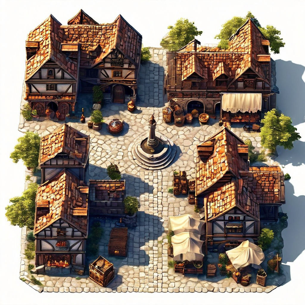 Isometric medieval market square tileset by Gábor Pusztai - Playground