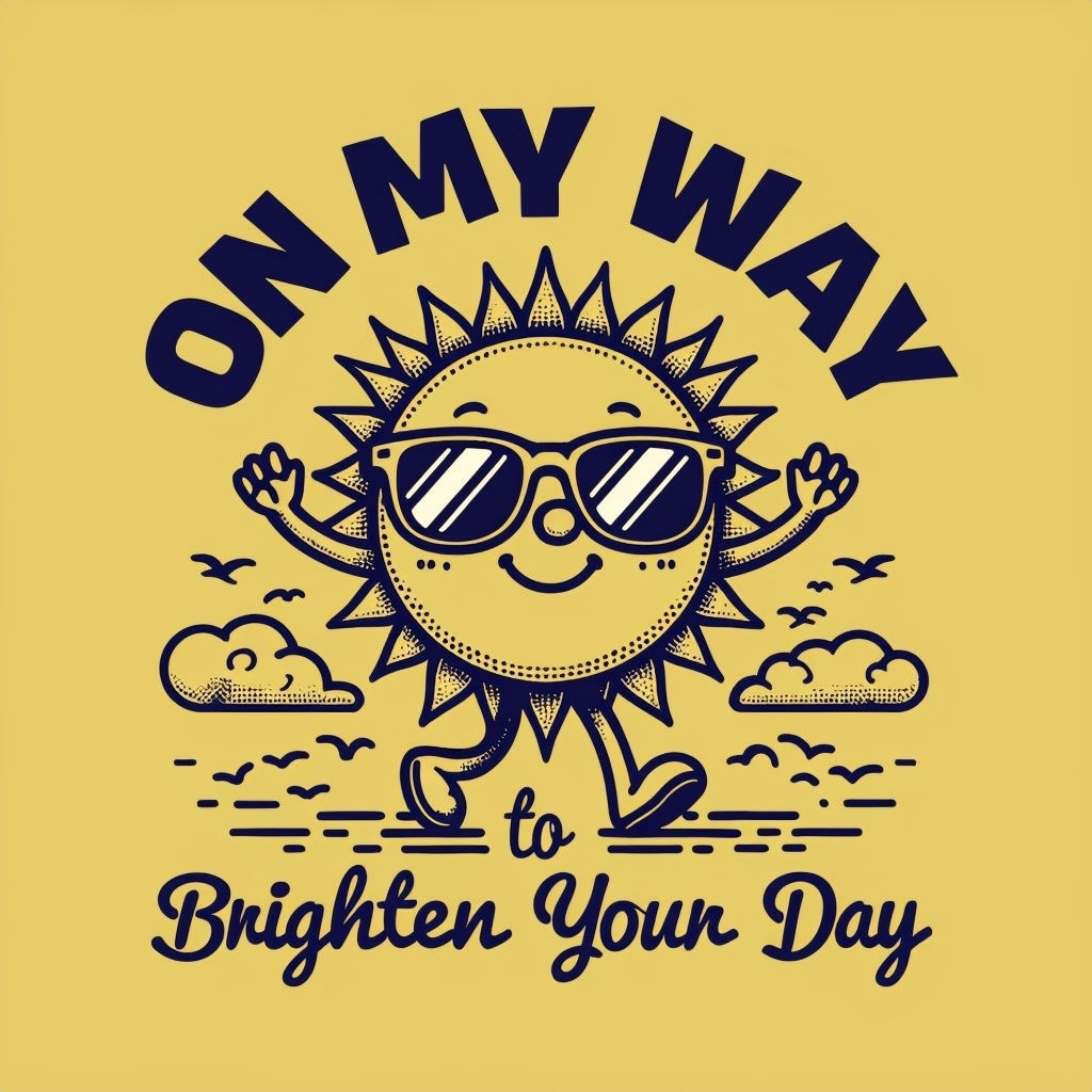 Cheerful Cartoon Sun with Sunglasses Positive Message Shirt