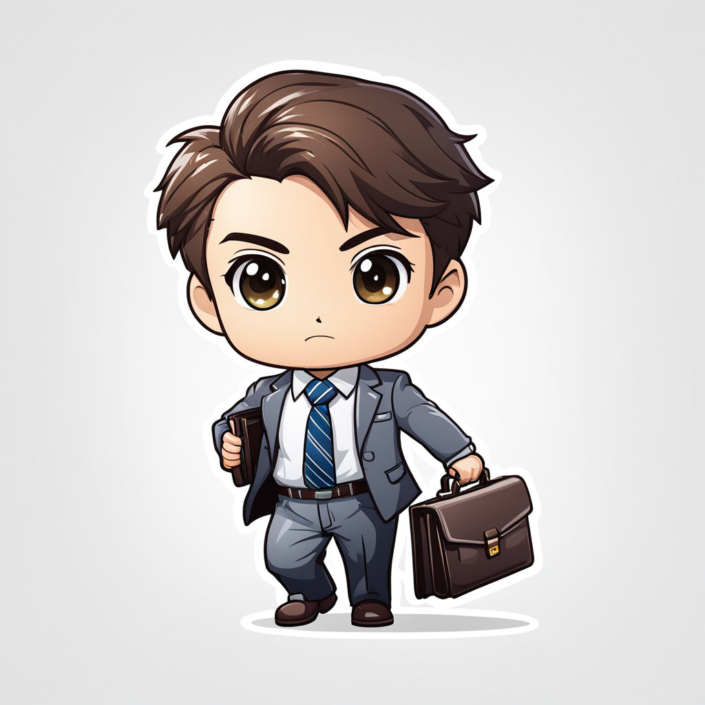 Chibi work emote with a briefcase and a tie by Rohit Sardar - Playground