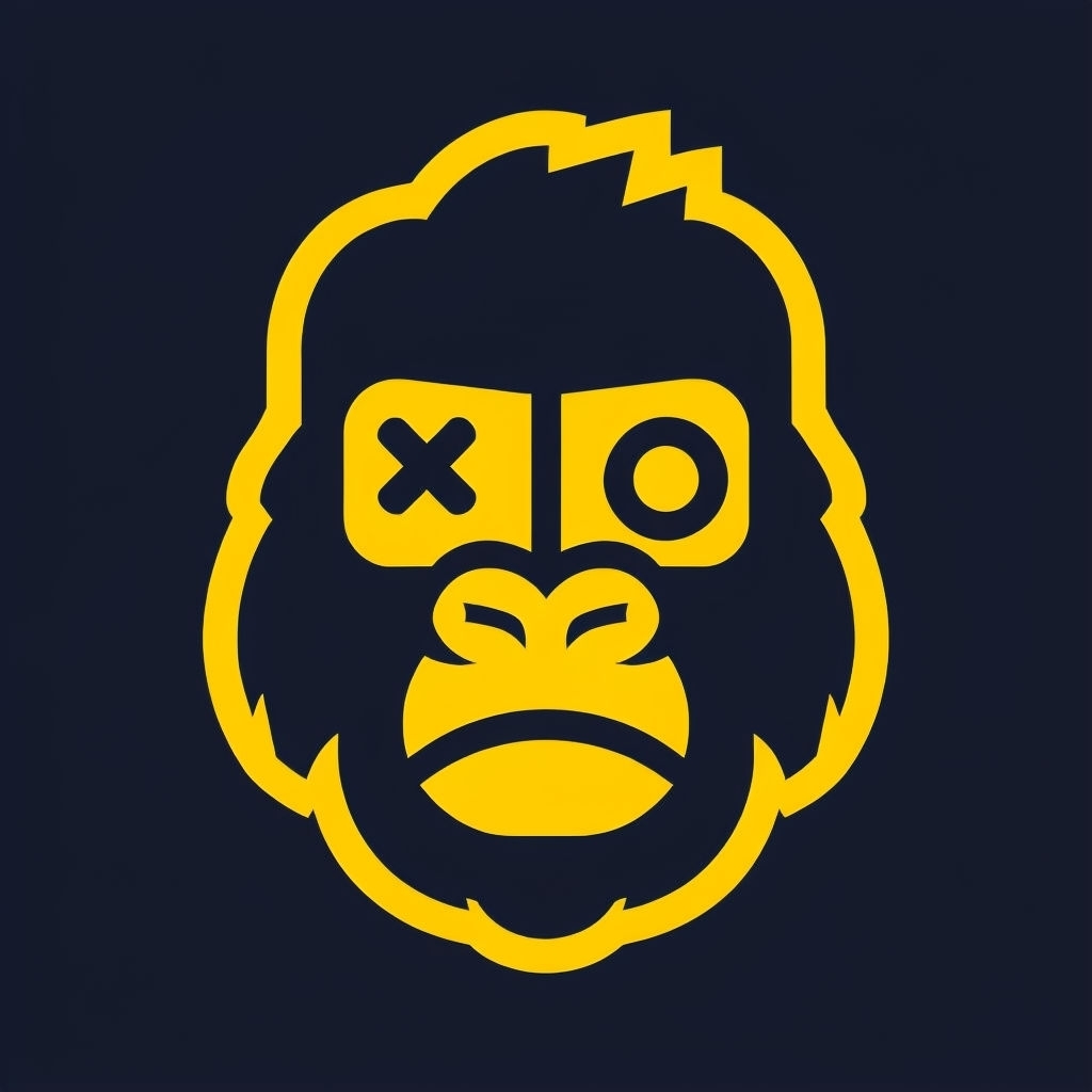 Modern Minimalist Gorilla Logo in Bold Yellow and Navy Blue
