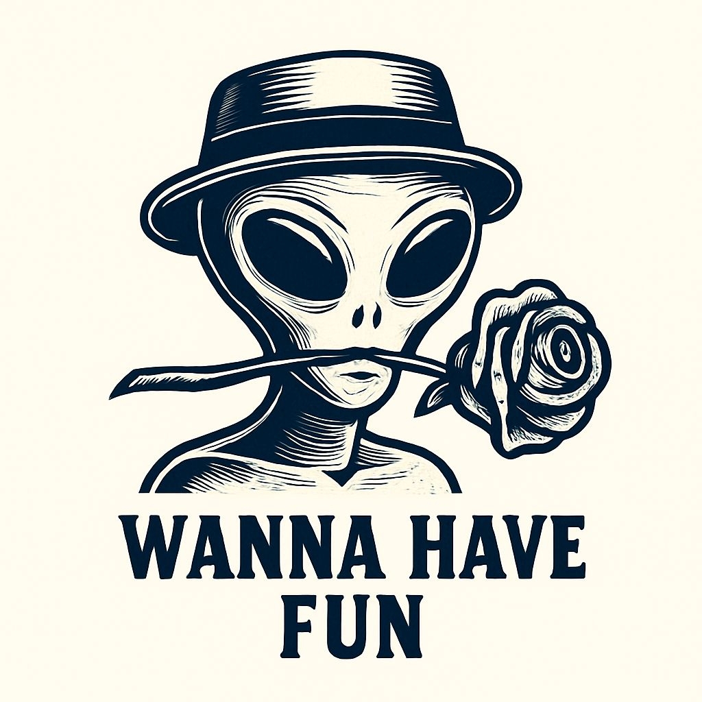 Vintage Alien with Rose and Fun Phrase Art T-Shirt