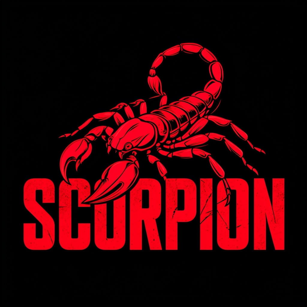 Scarlet Red Scorpion Illustration with Bold Text T-Shirt