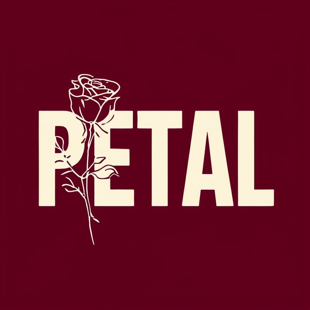 Minimalist Cream 'PETAL' Logo with Rose Illustration