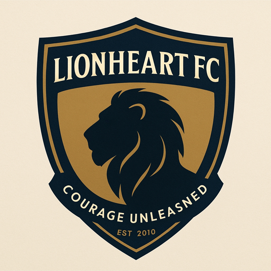 Modern Navy Blue LionHeart FC Emblem Shield Logo