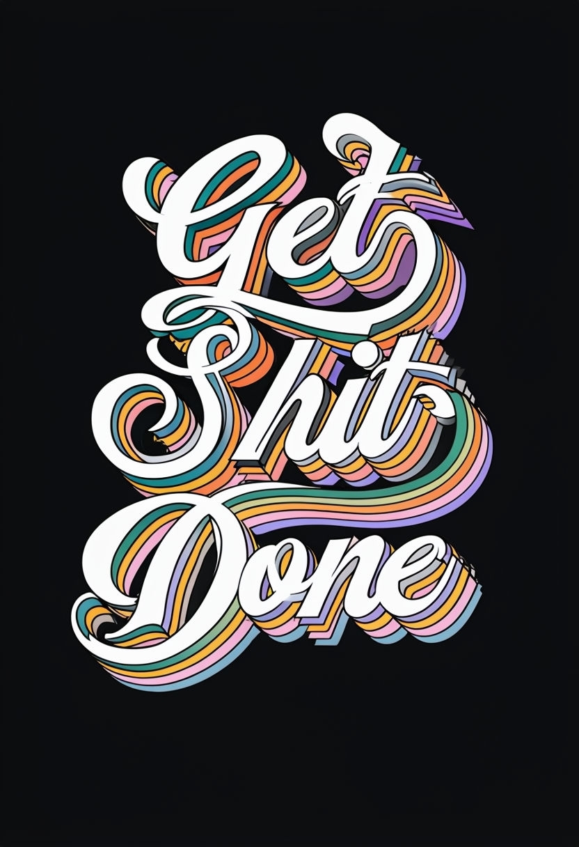 Vibrant Retro 'Get Shit Done' Motivational Art Poster