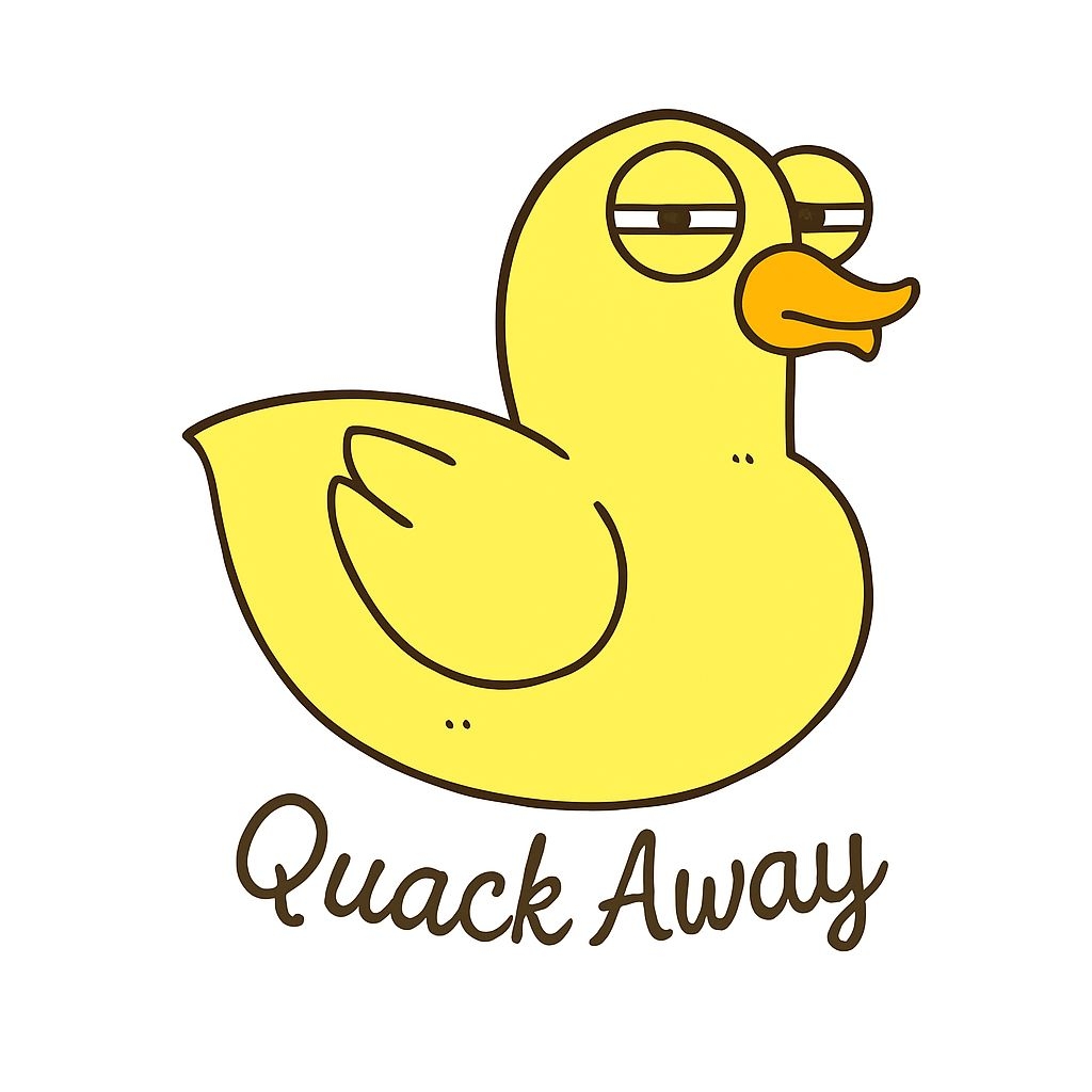 Playful Yellow Rubber Duck Quack Away Cartoon Sticker