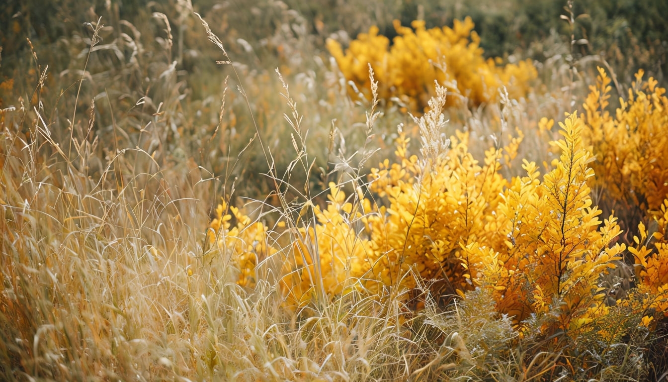 Serene Autumn Grasses and Wildflowers Natural Backgrounds