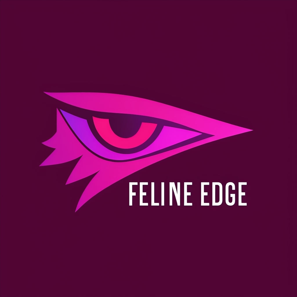 Stylized Cat Eye Logo Design with Feline Edge Text