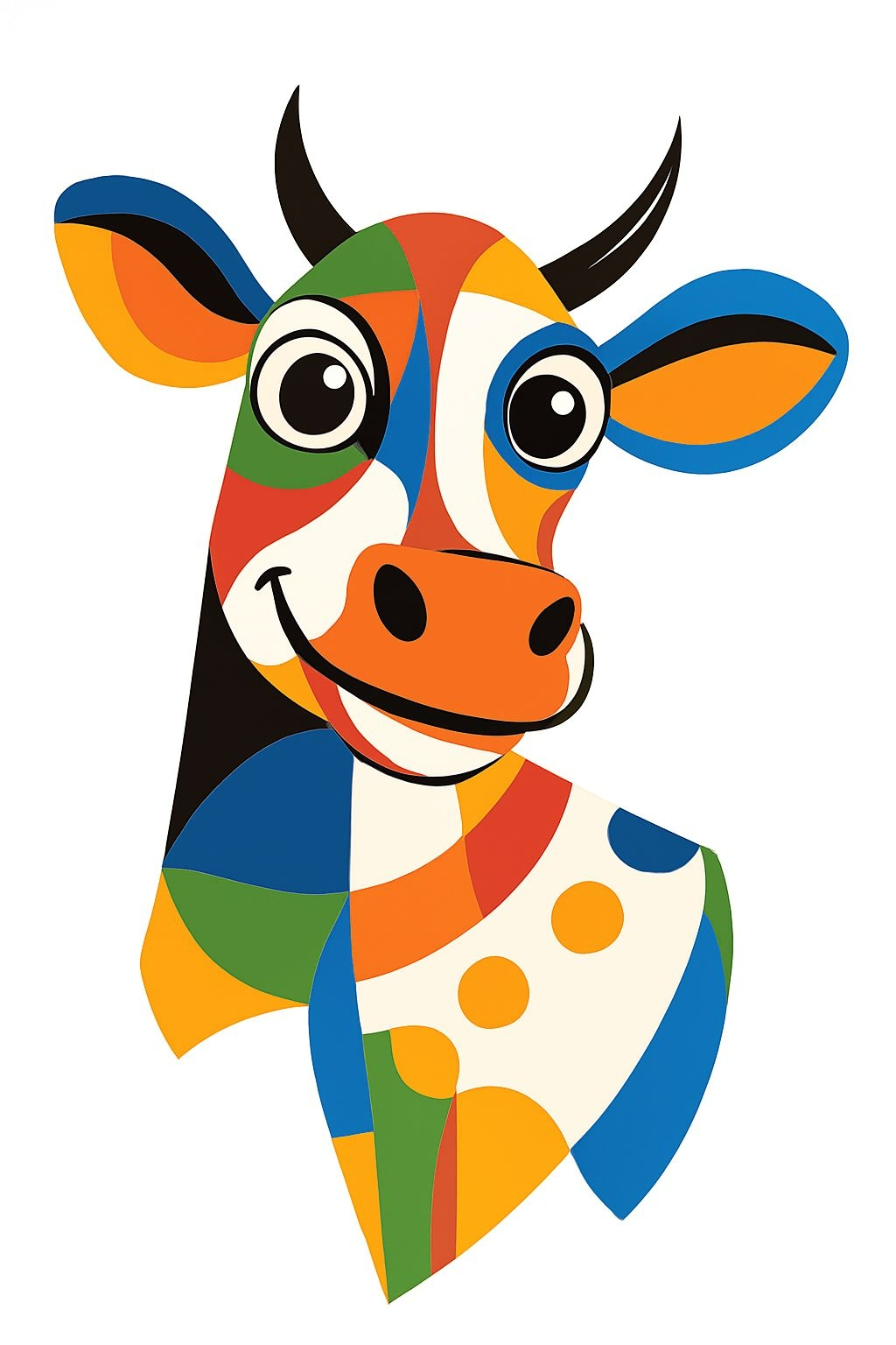 Vibrant Abstract Colorful Cow Head Illustration T-Shirt