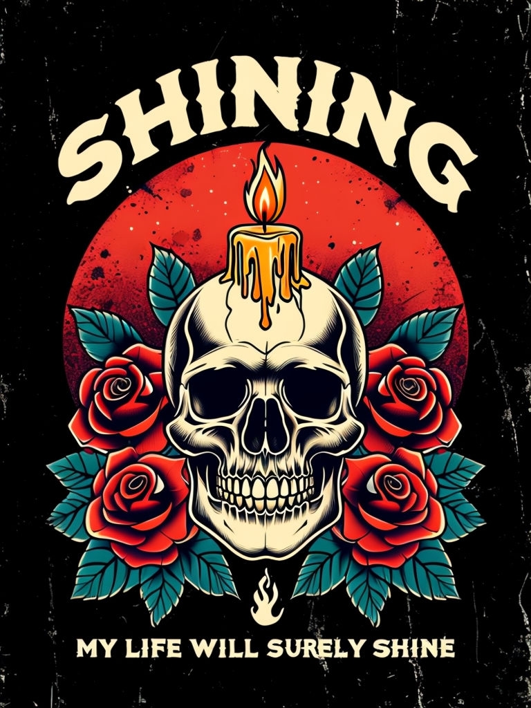 Vintage Skull and Roses Tattoo Art T-Shirt
