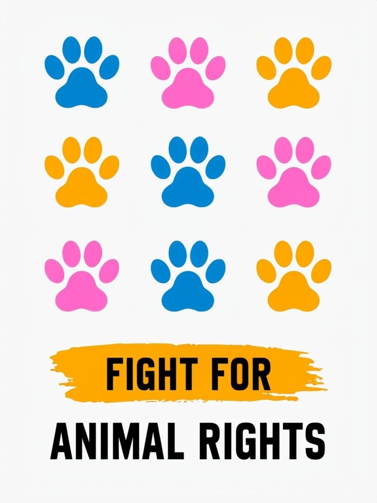Stylized Paw Prints Animal Rights Message Minimalist T-Shirt