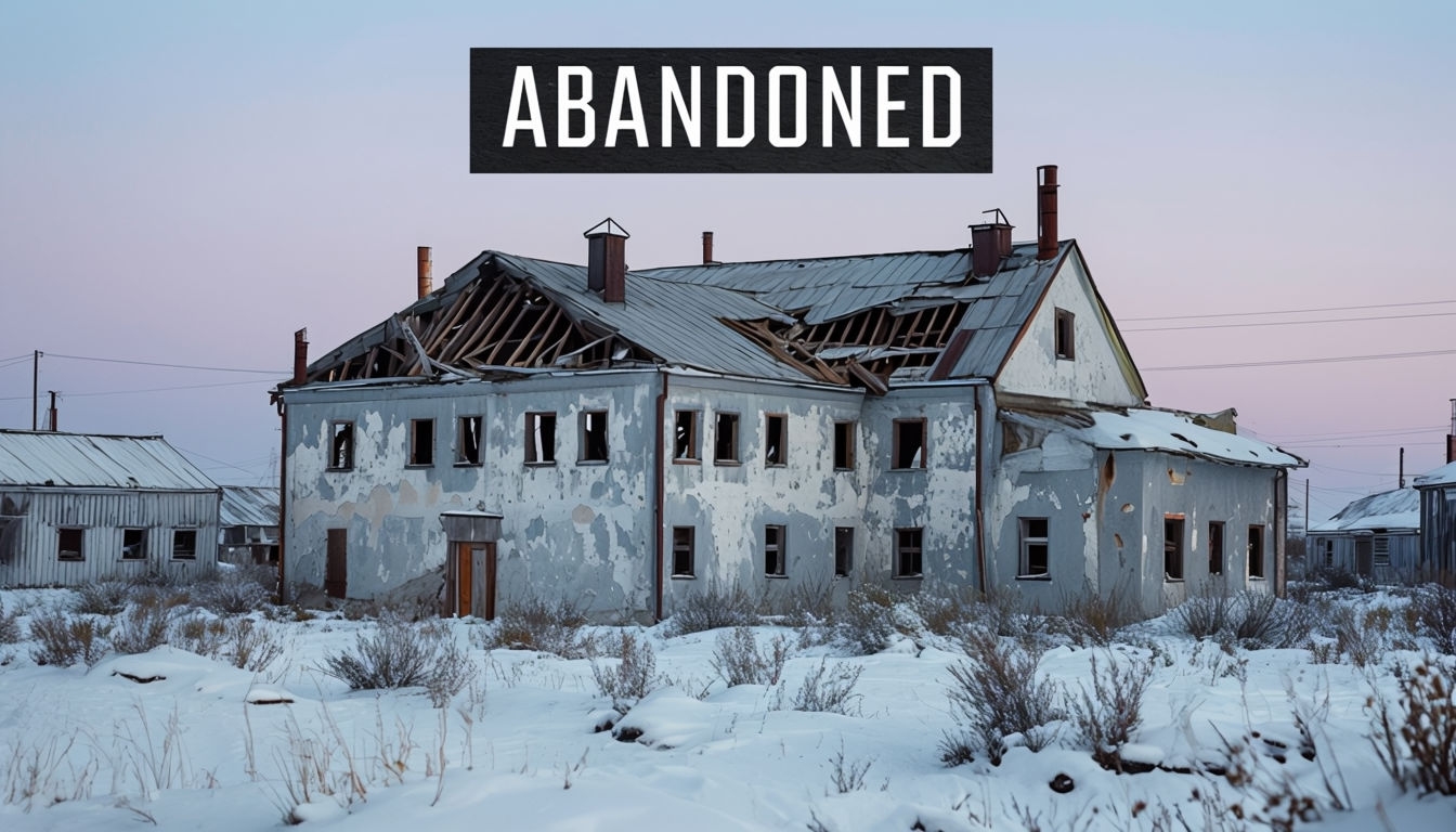 Eerie Twilight Photograph of Abandoned Buildings in Chukotka Social Media Post