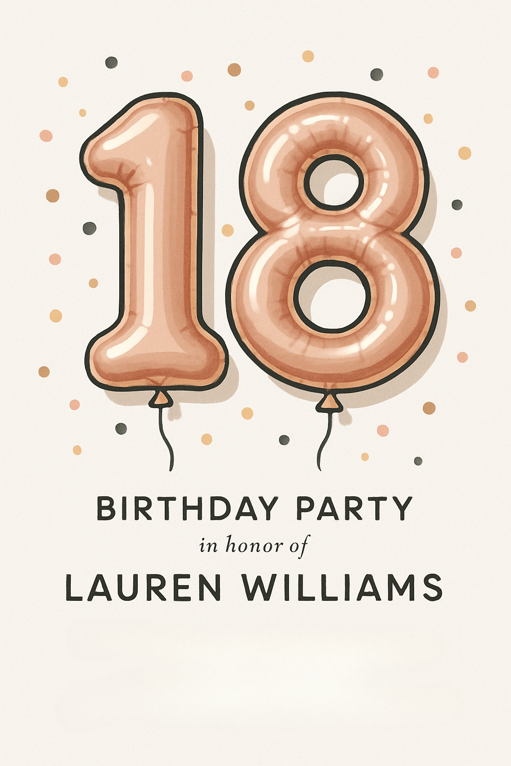Modern Metallic Rose Gold 18th Birthday Party Invitation Card