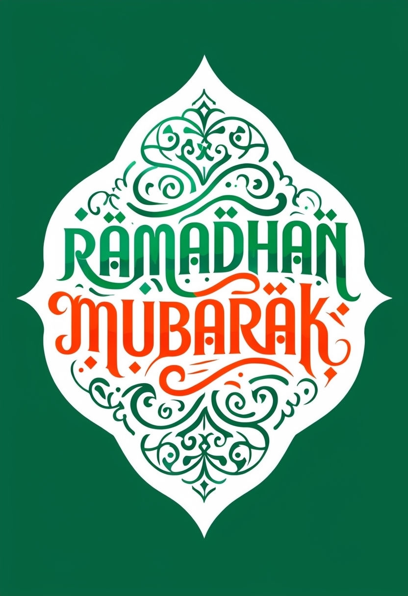 Vibrant Ramadhan Mubarak Calligraphy with Floral Patterns Poster