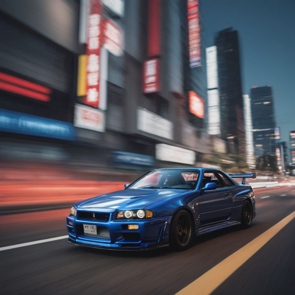 Nissan Skyline GTR R34 racing through the densely lit Tokyo ... by Omar ...