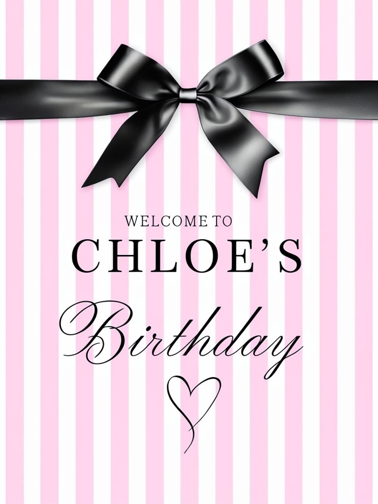 Elegant Minimalist Birthday Welcome Sign for Chloe's Celebration Event Sign