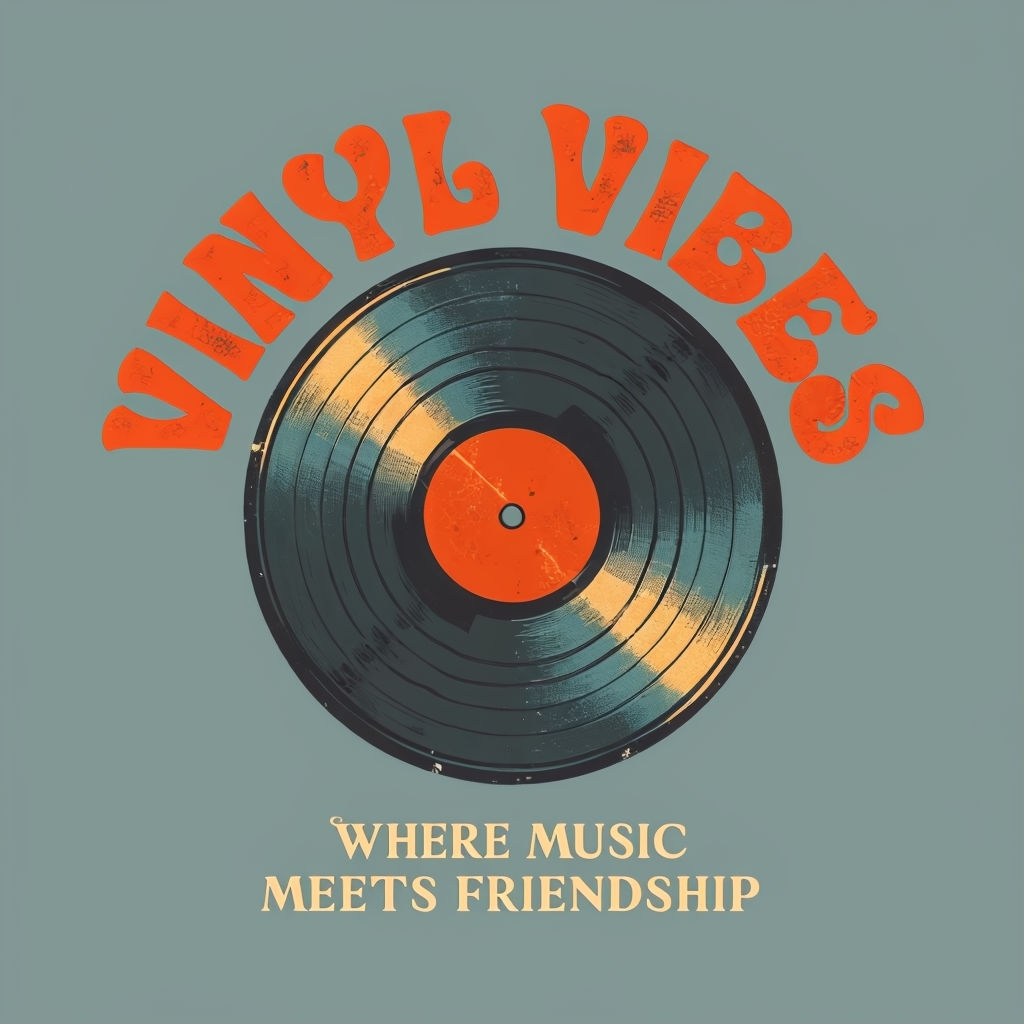 Retro Vinyl Vibes Music Club Logo with Distressed Finish