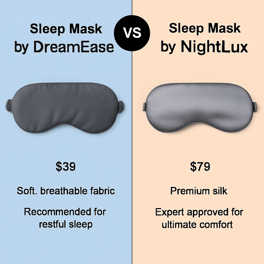 Elegant Luxury Sleep Masks Comparison Ad with Premium Features