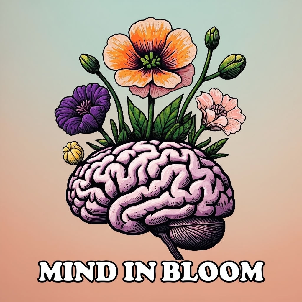 Mind in Bloom Whimsical Brain and Flower T-shirt