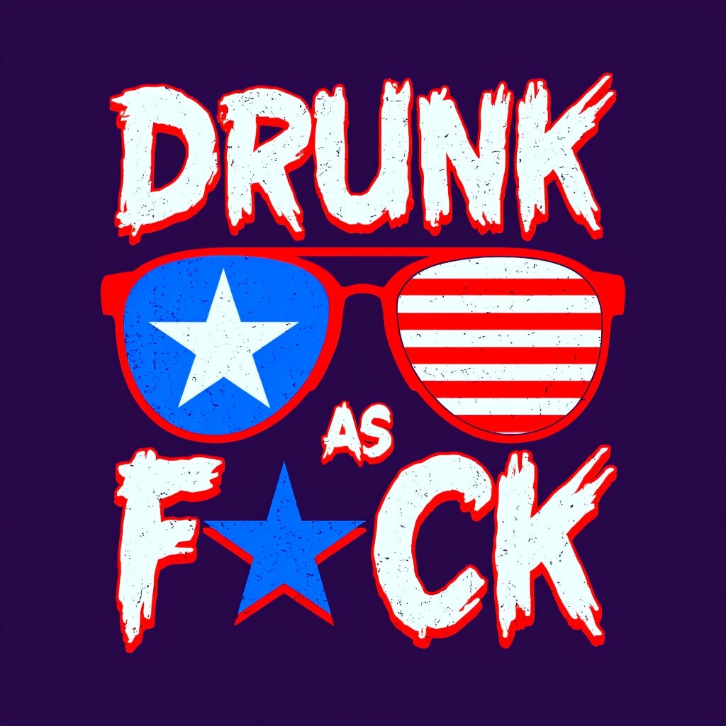 Humorous DRUNK AS F*CK Graphic Design T-Shirt