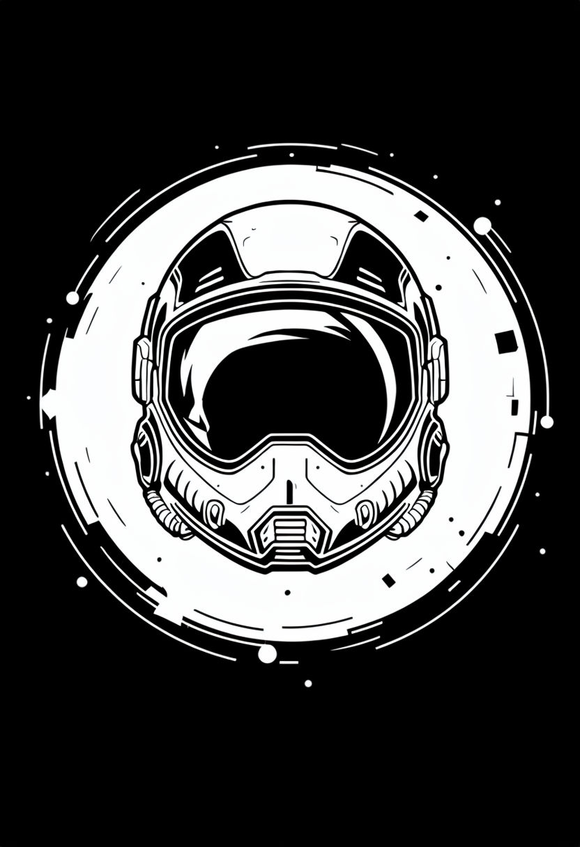 Futuristic Space Helmet Illustration for Modern T-Shirt