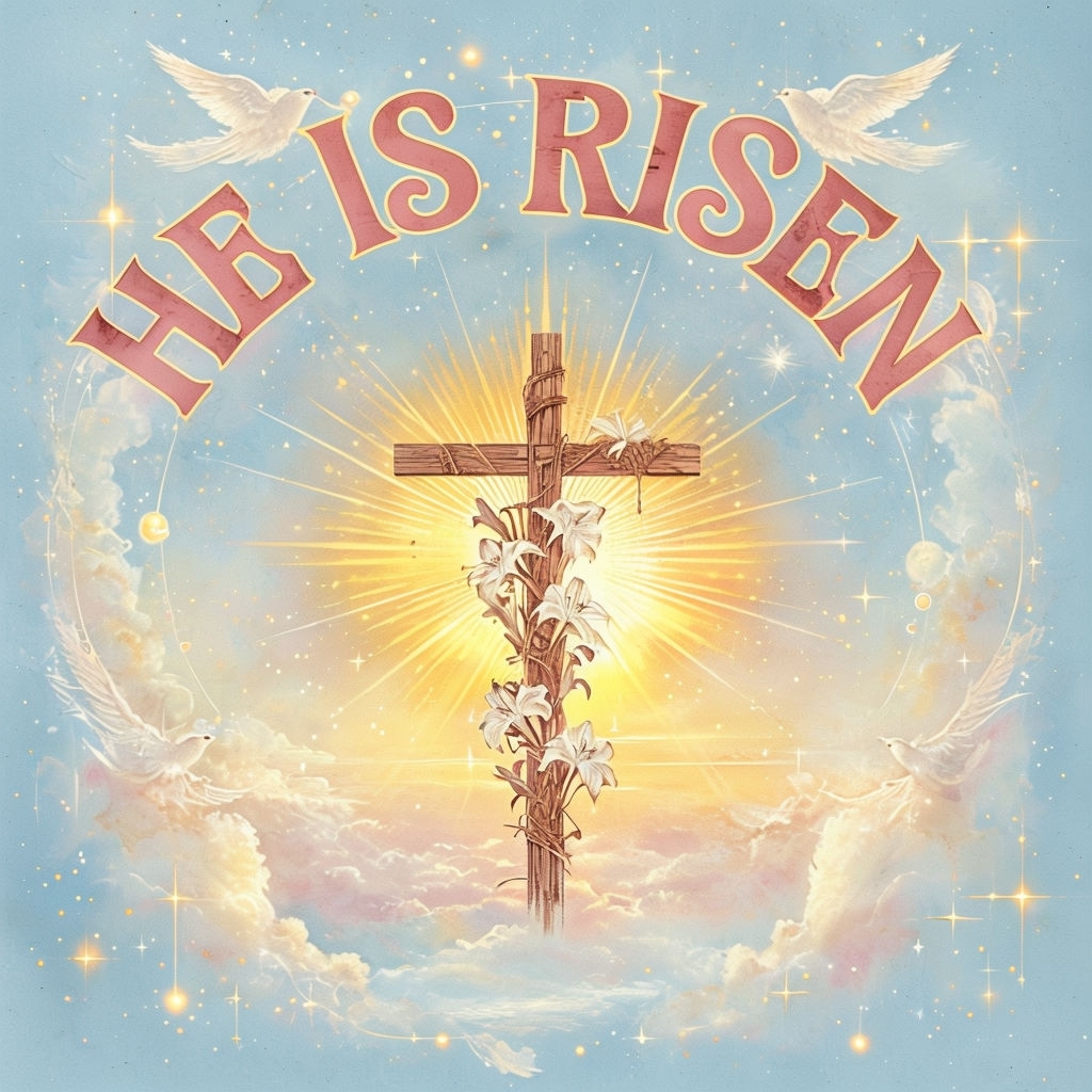 Radiant HE IS RISEN Vintage Easter Graphic T-Shirt