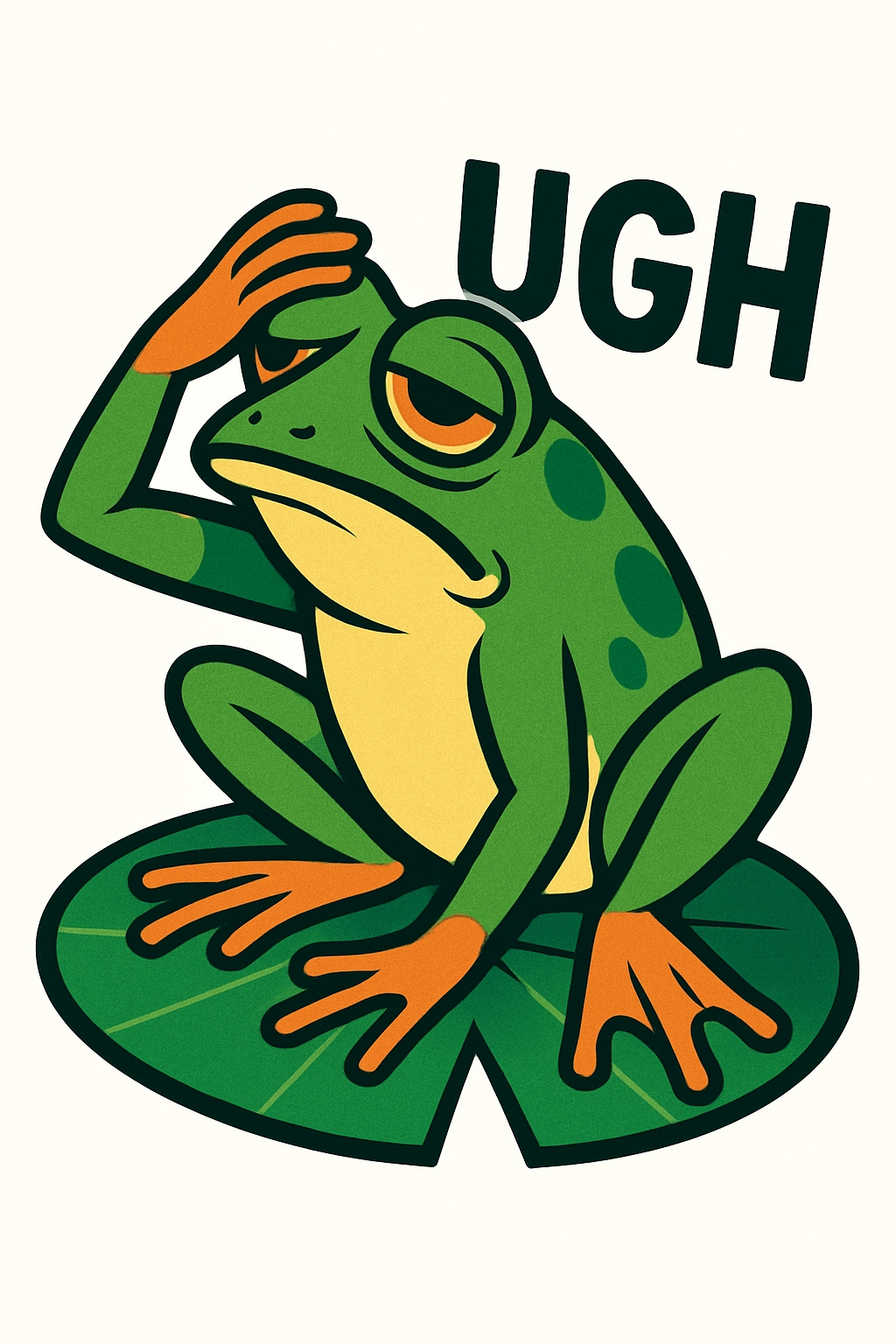 Humorous Exasperated Frog Cartoon Illustration T-Shirt