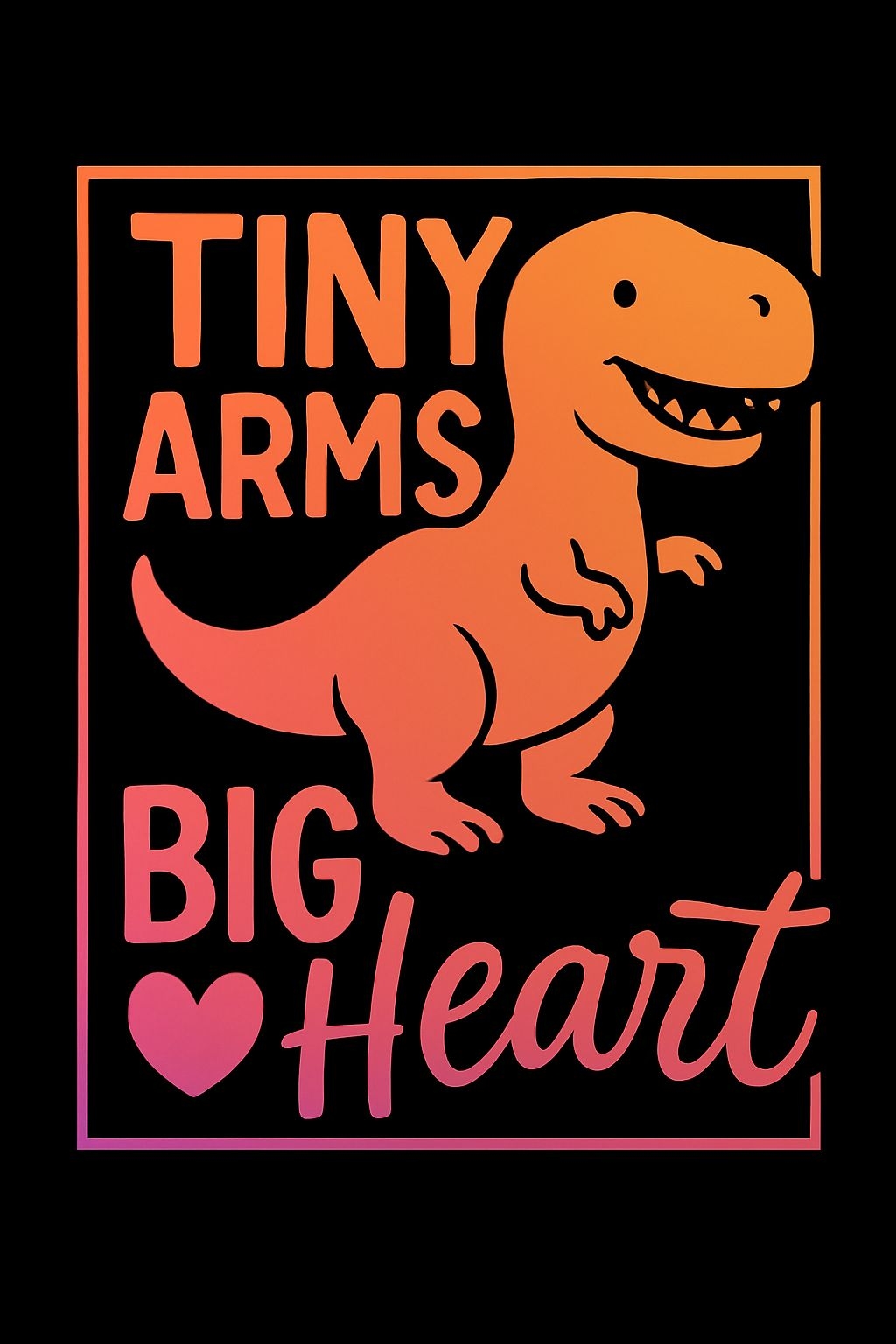 Cheerful Cartoon Dinosaur with Tiny Arms and Big Heart T-Shirt