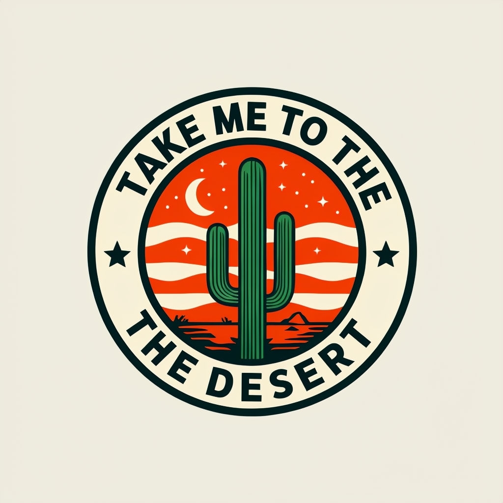 Retro Desert Adventure Cactus Emblem Logo