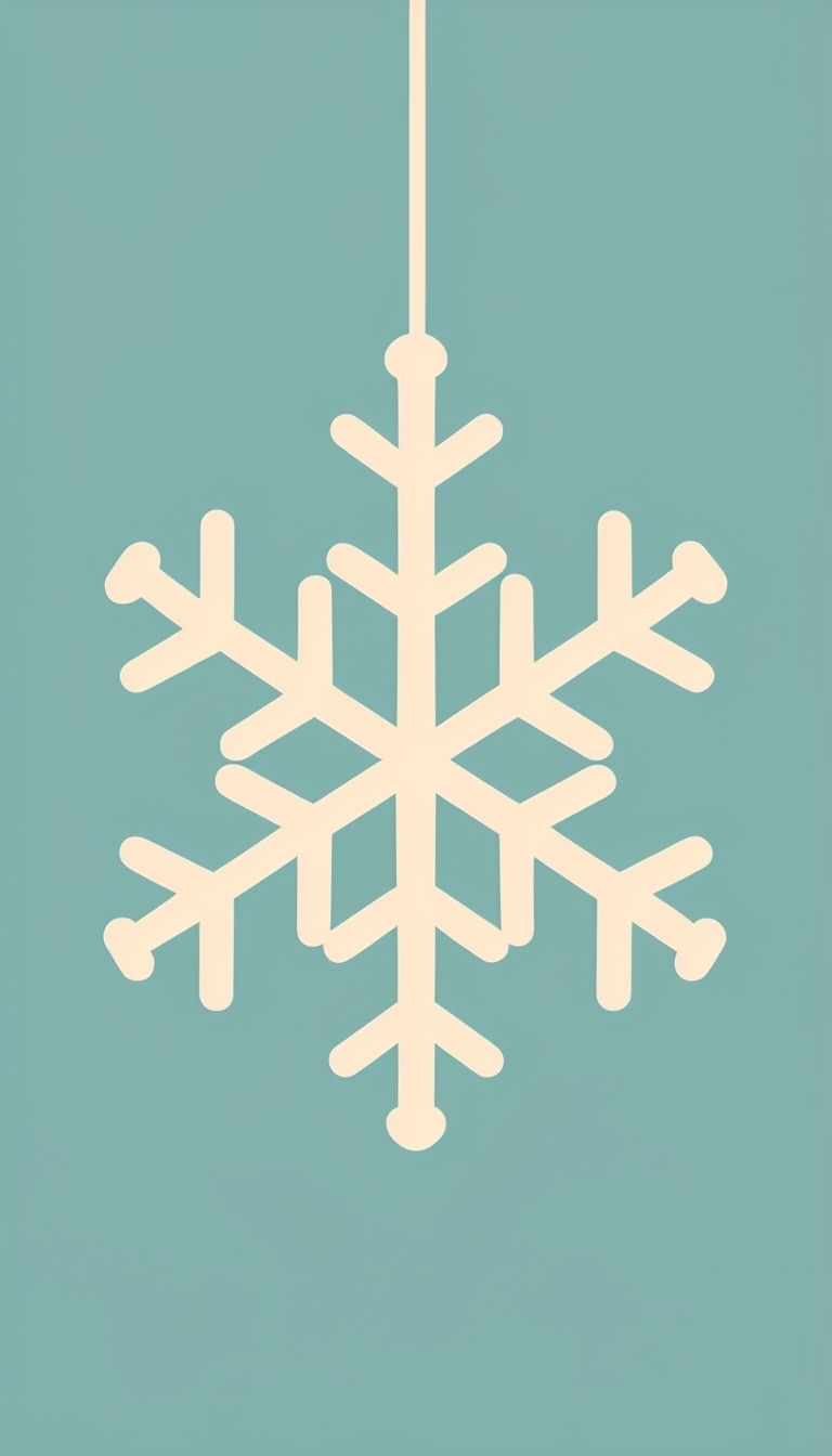 Minimalist Beige Snowflake Illustration on Teal Background Phone Case Cover