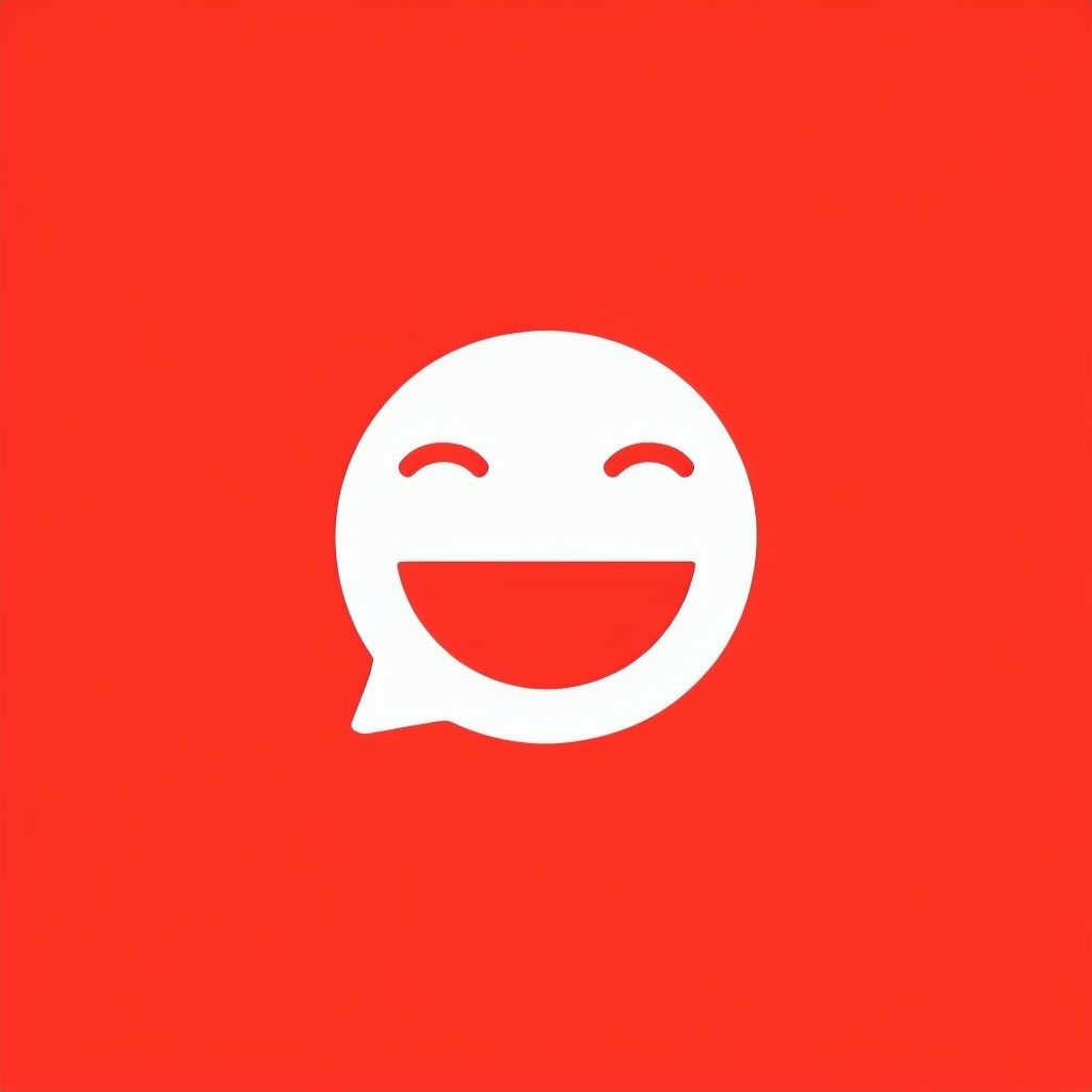 Vibrant Minimalist White Speech Bubble Logo on Red Background