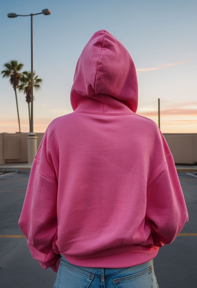 Light Pink Casual Hoodie Back View Mockup - Playground