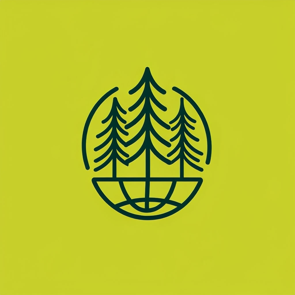 Stylized Evergreen Trees Minimalist Vector Graphic Logo