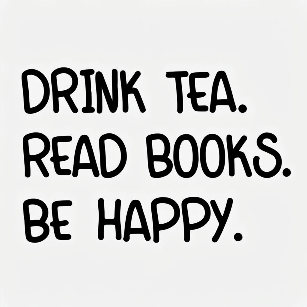 Minimalist Motivational Quote on Tea, Books, and Happiness Poster