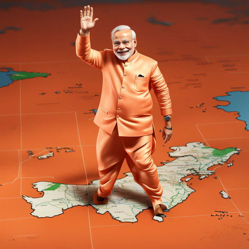 Realistic 3d miniature model of Narendra modi wearing orange... by ...