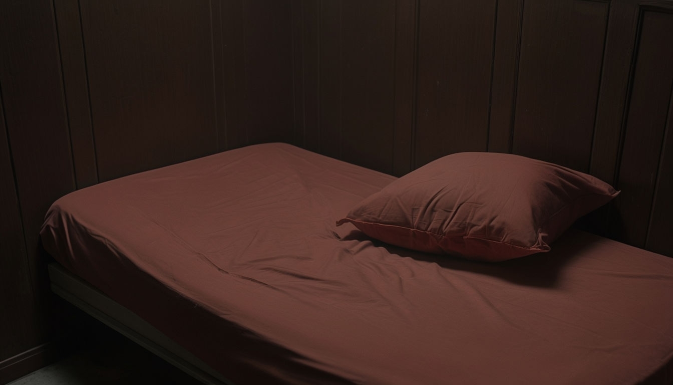 Intimate Dimly Lit Room with Red Bed Virtual Background
