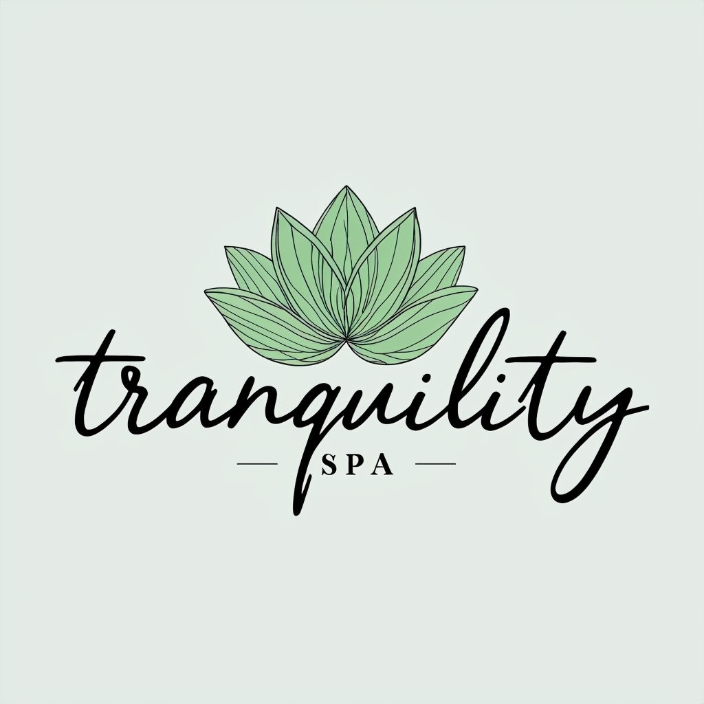 Elegant Tranquility Spa Logo Design with Lotus Illustration