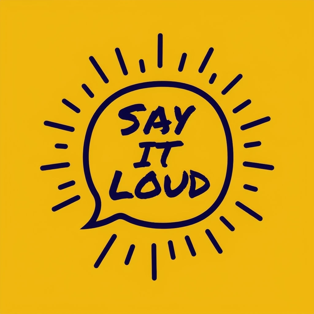 Bold Grunge Style SAY IT LOUD Logo Design T-Shirt
